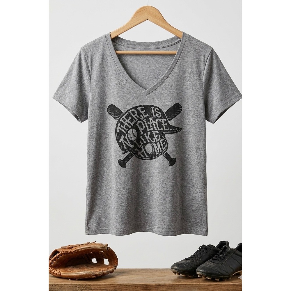 Torrid Baseball Graphic Tee Size 00 Large Gray V-Neck Tri-Blend T-Shirt